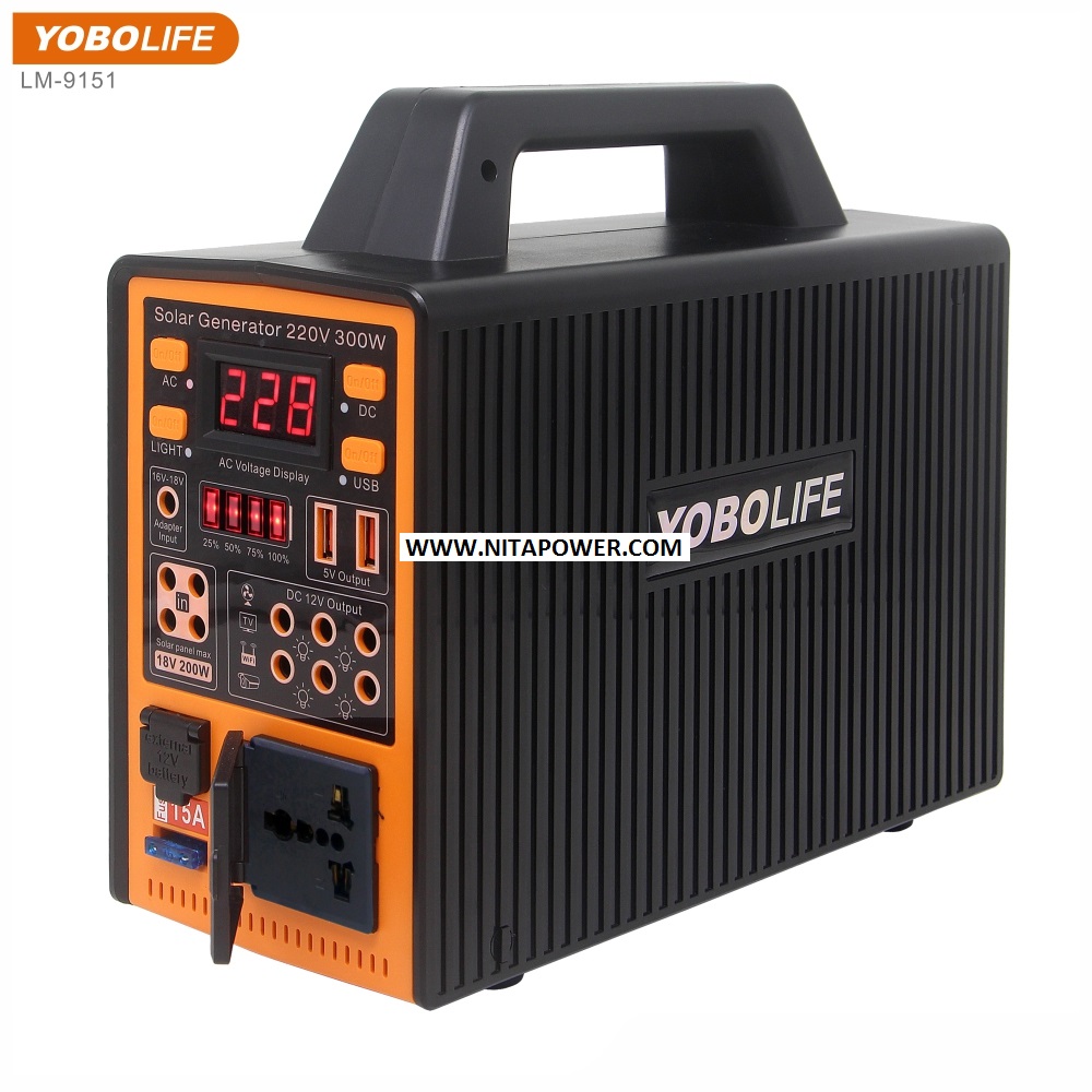 پاور استیشن وپکیج برق خورشیدی قابل حمل خروجی سینوسی220v/150w مدلLM-9151برندYoboLife - تصویر 6